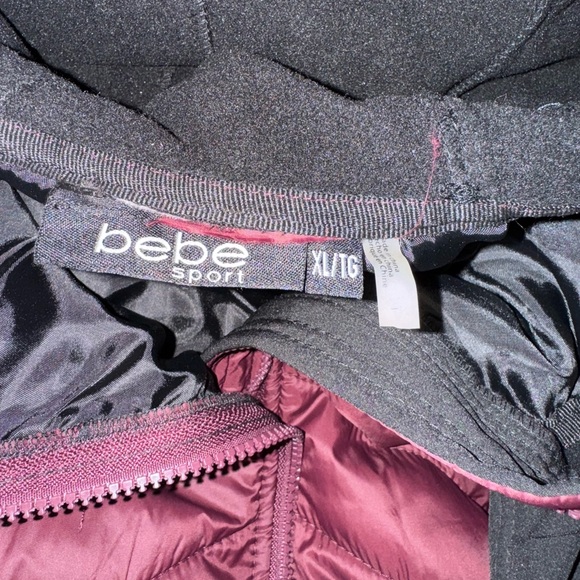 Bebe Sport Women’s Puffer Hooded Jacket Black/Cranberry-Size XL EUC - Picture 5 of 6